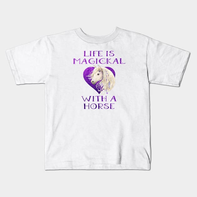 Cheeky Witch® Purple Life is Magickal With a Horse Kids T-Shirt by Cheeky Witch